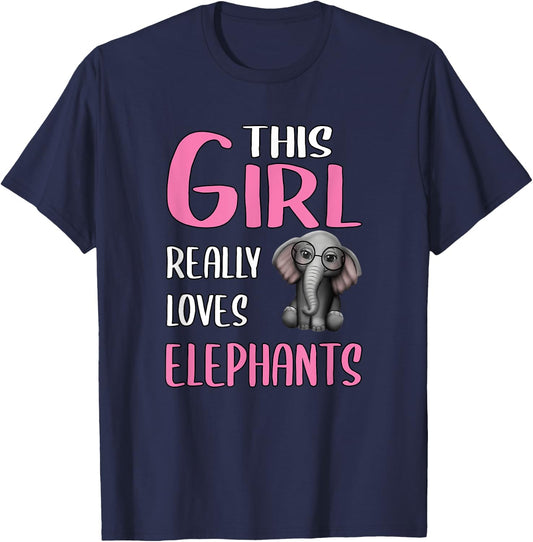 Gift This Girl Really Loves Elephants T-Shirt - T-Shirt | Navy