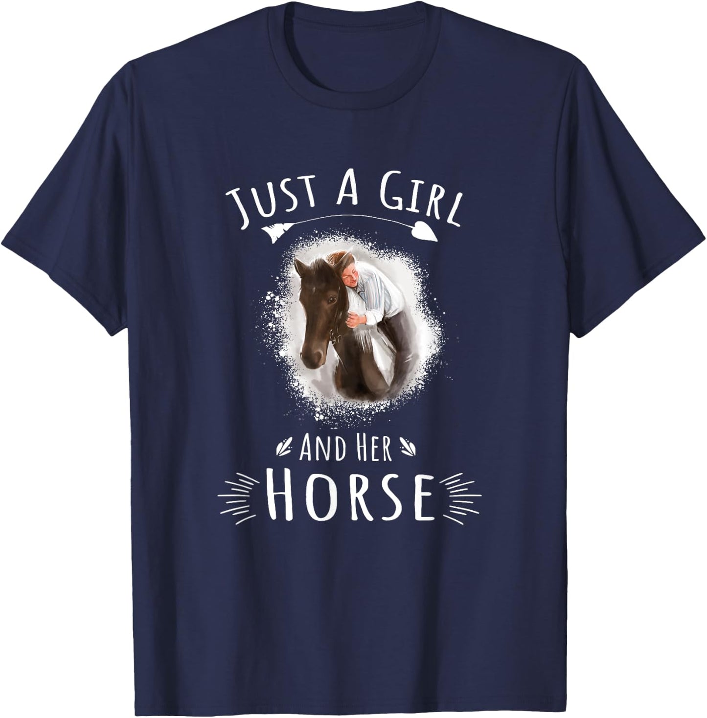 Just A Girl And Her Horse Quote Horseback Riding T-Shirt - T-Shirt | Navy
