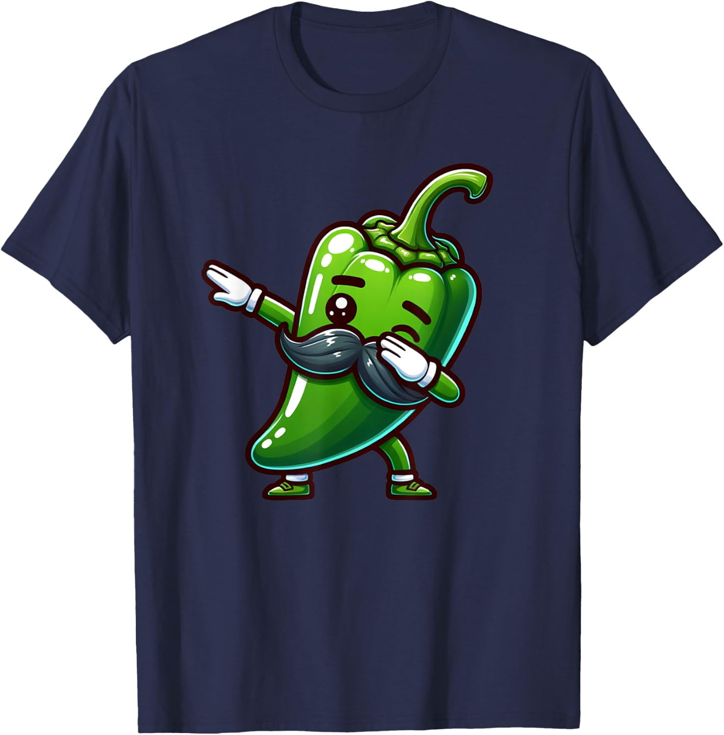 Dabbing Jalapeno Pepper Mustache Cinco de Mayo Boy Girl Kids T-Shirt - T-Shirt | Navy