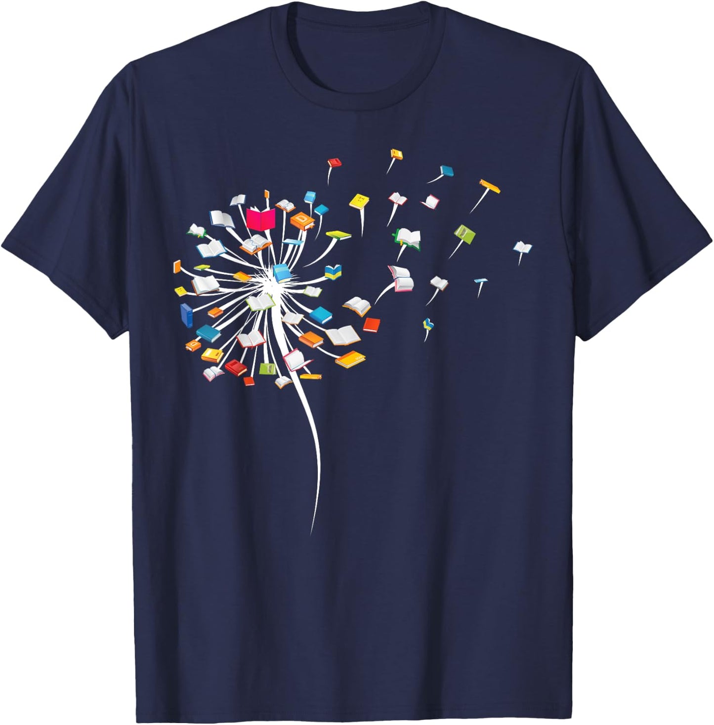 Funny Dandelion Books Gift Reading Lover Women Girls Small T-Shirt - T-Shirt | Navy