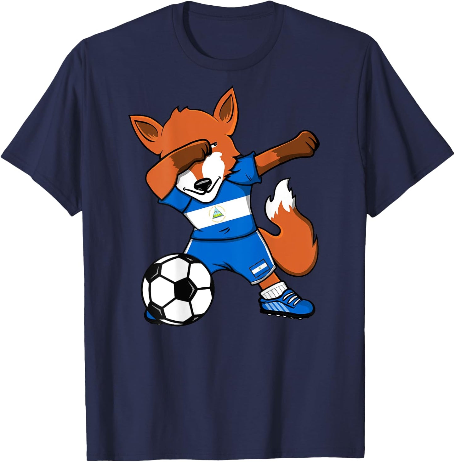 Dabbing Fox Nicaragua Soccer Fans Jersey Nicaragua Football T-Shirt - T-Shirt | Navy