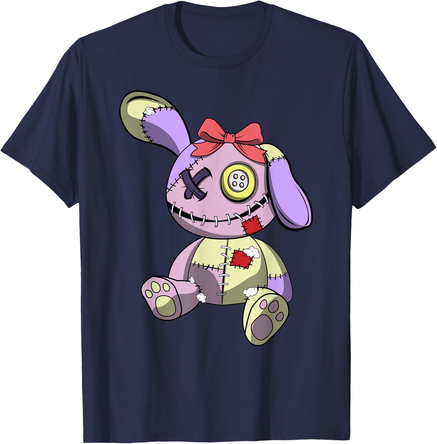 Japanese Kawaii Pastel Goth Cute Anime Creepy Teddy Bear T-Shirt - T-Shirt | Navy