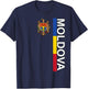 Moldovan Flag Left with Moldova Emblem T-Shirt - T-Shirt | Navy