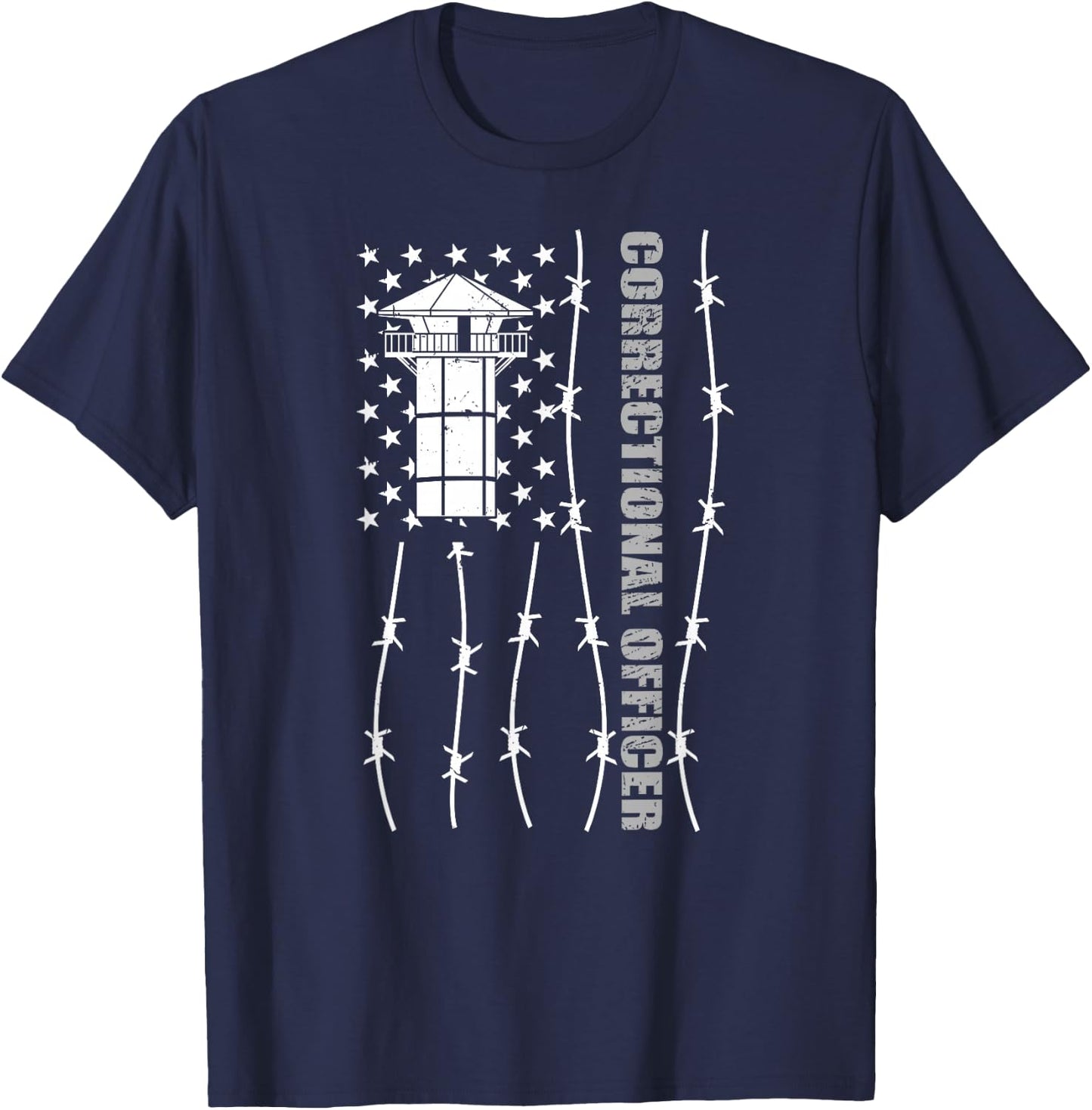 American Flag Correctional Officer - Corrections USA Flag T-Shirt - T-Shirt | Navy