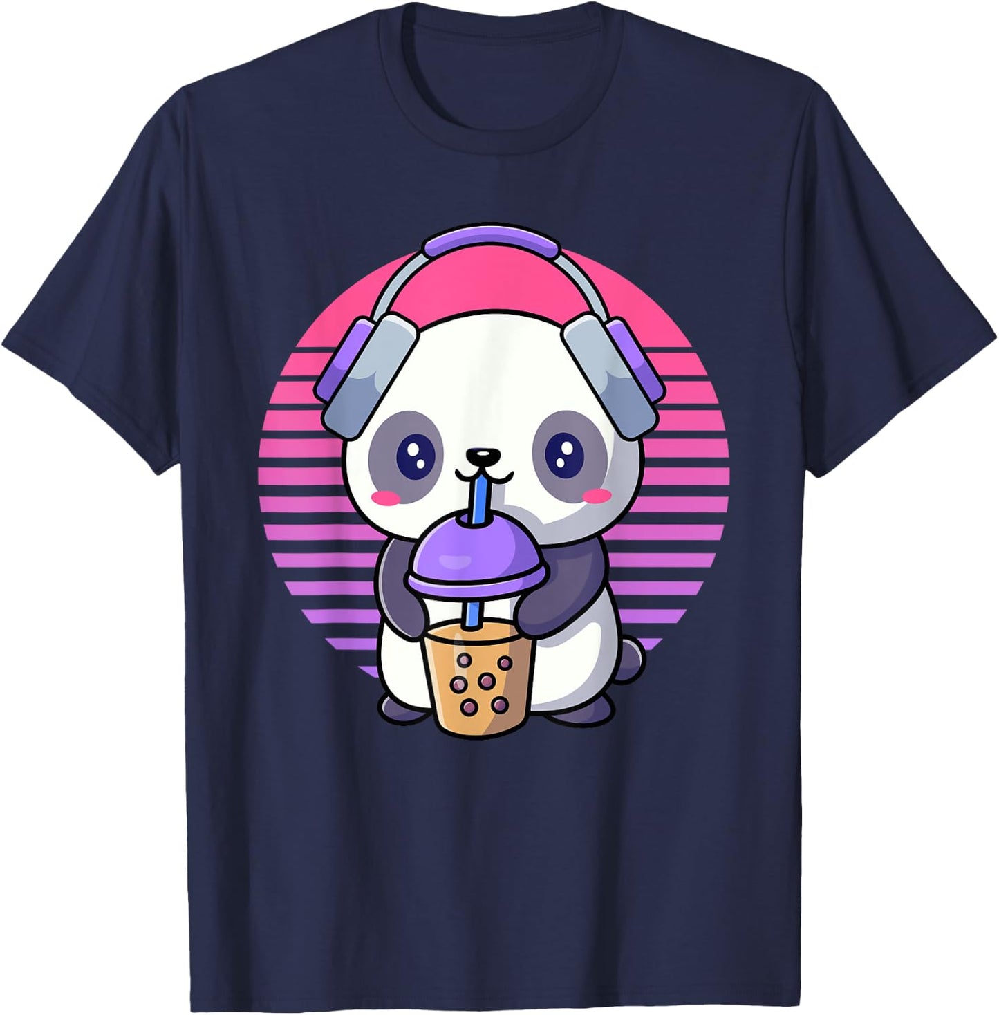 Retro K-Pop Shirts For Teen Girls Women KPop And Bubble Tea T-Shirt - T-Shirt | Navy