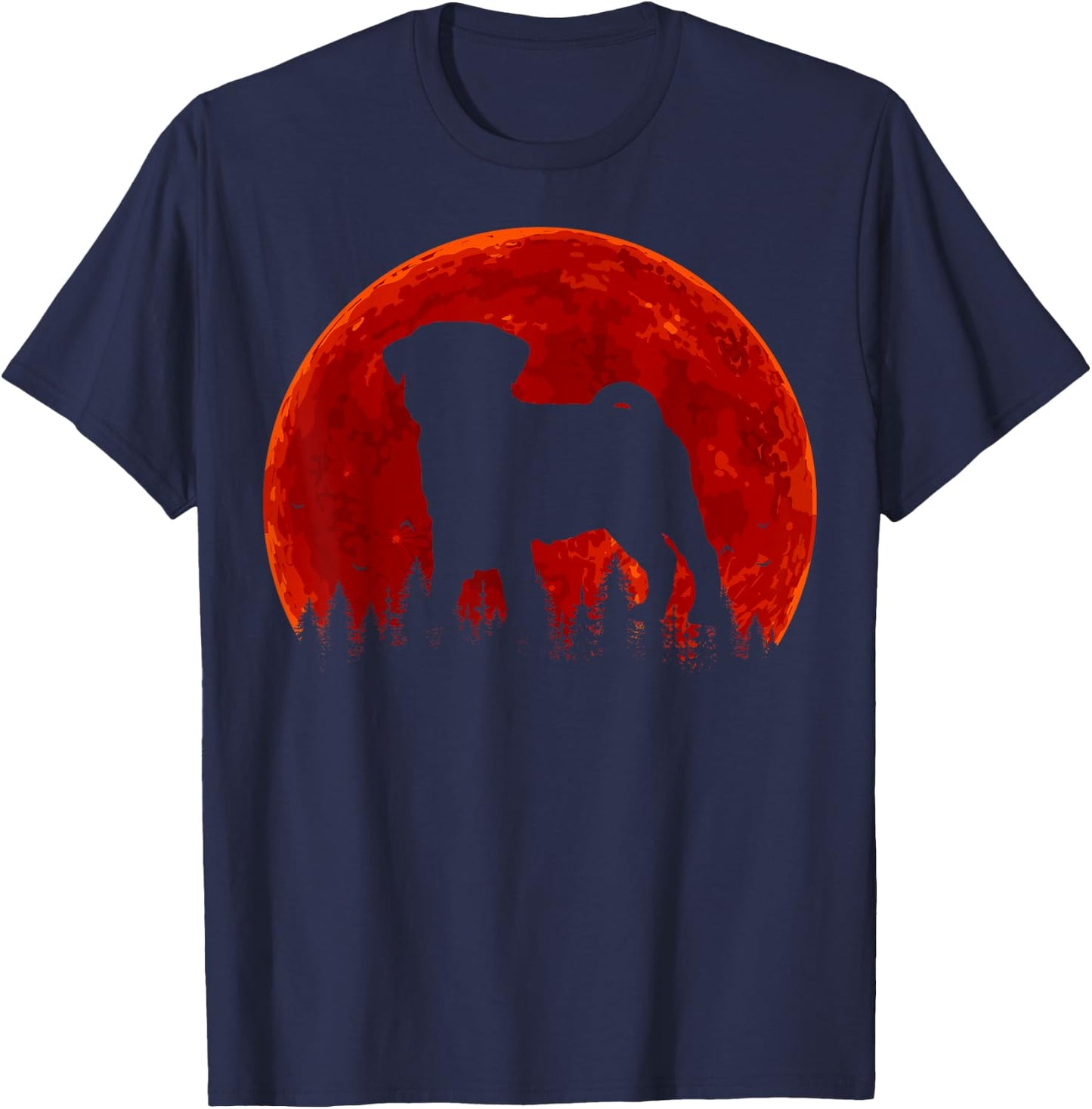 Funny Pug Witch Halloween Pumpkin Scary Costume Dog Lovers Men Women Kids T-Shirt - T-Shirt | Navy