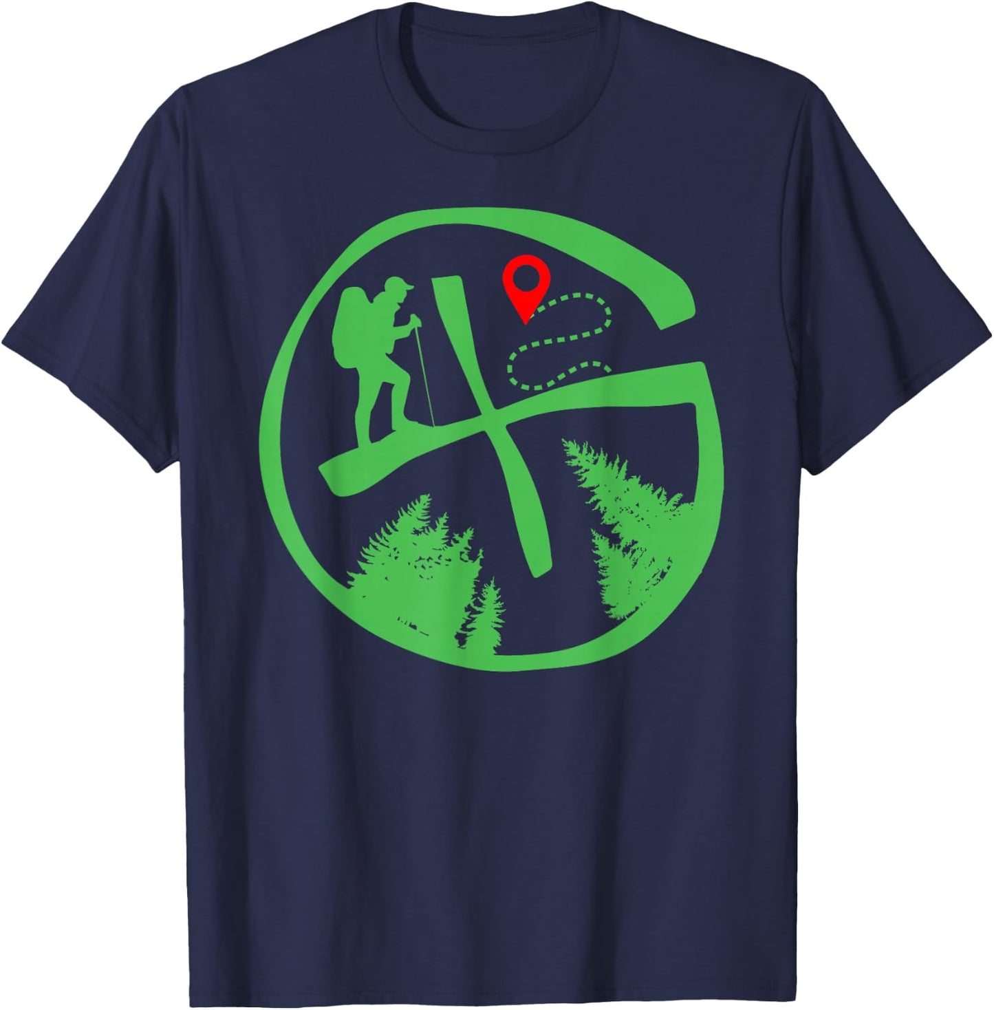 Geocaching Geocache Hiking Outdoor - -Adults, -Kids - Black - Short Sleeve - Small - Classic Fit - Cotton, Polyester Blend T-Shirt - T-Shirt | Navy