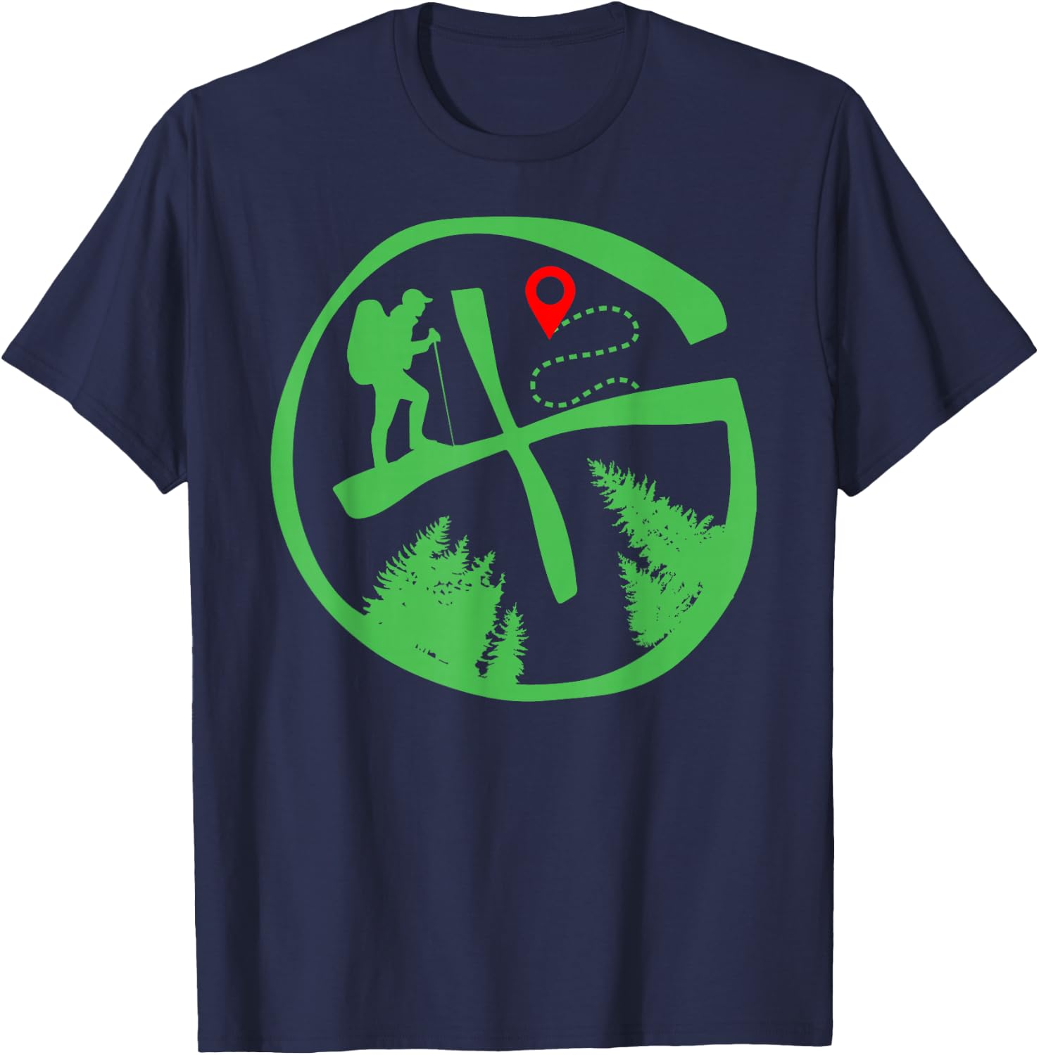 Geocaching Geocache Hiking Outdoor - -Adults, -Kids - Black - Short Sleeve - Small - Classic Fit - Cotton, Polyester Blend T-Shirt - T-Shirt | Navy