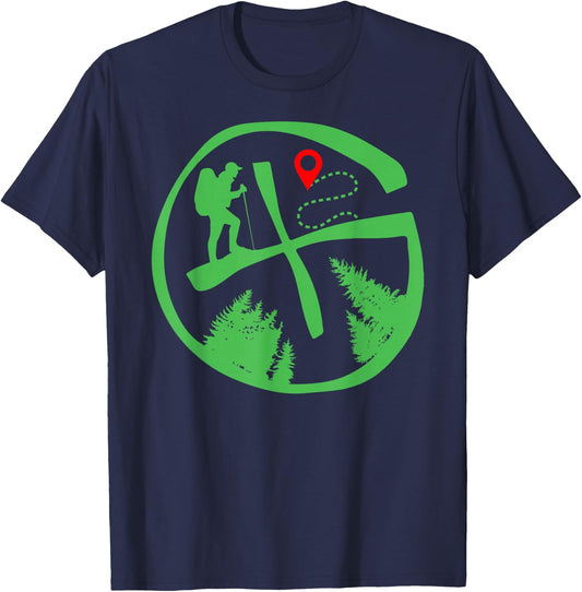 Geocaching Geocache Hiking Outdoor - -Adults, -Kids - Black - Short Sleeve - Small - Classic Fit - Cotton, Polyester Blend T-Shirt - T-Shirt | Navy