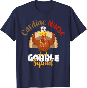 Cardiac Nurse Gobble Squad Turkey Nurse Thanksgiving Gift T-Shirt - T-Shirt | Navy