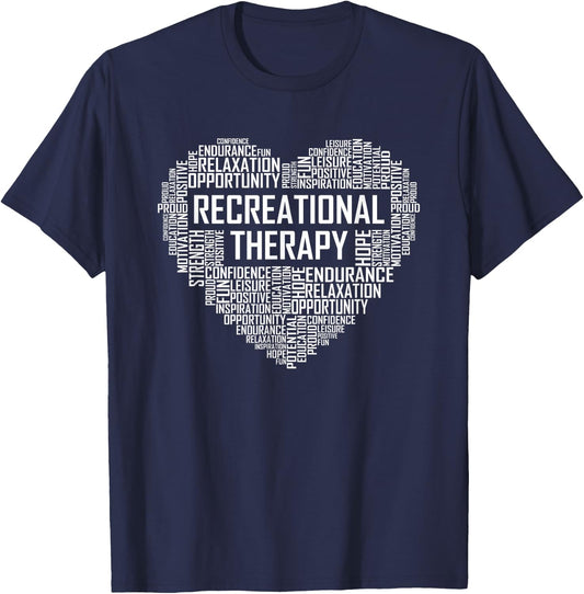Recreational Therapy Heart Gift Therapist RT Month Gifts T-Shirt - T-Shirt | Navy
