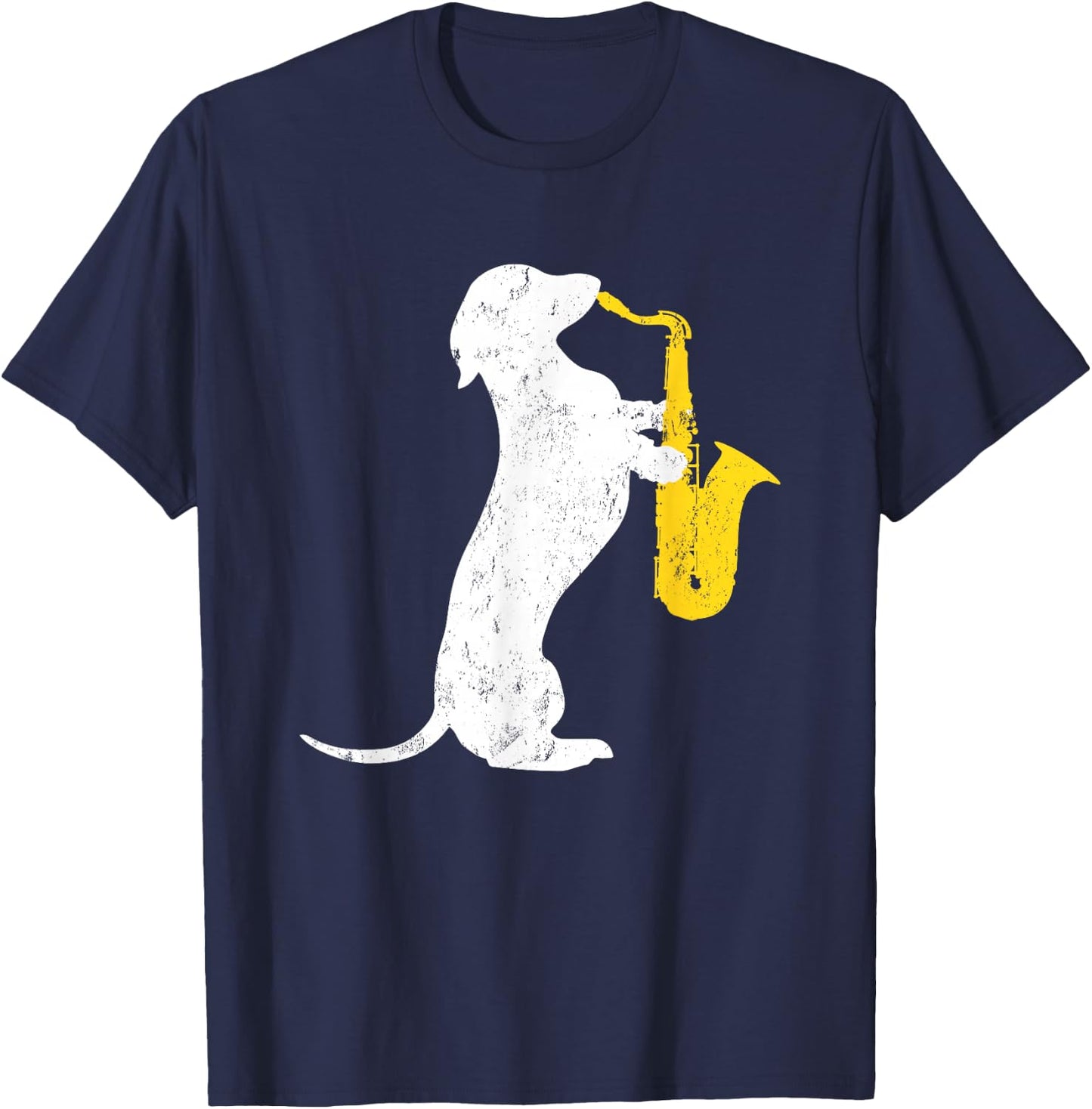 Dachshund Dog Lover Funny Dachshund Playing Saxophones Men Women Girls Kids T-Shirt - T-Shirt | Navy