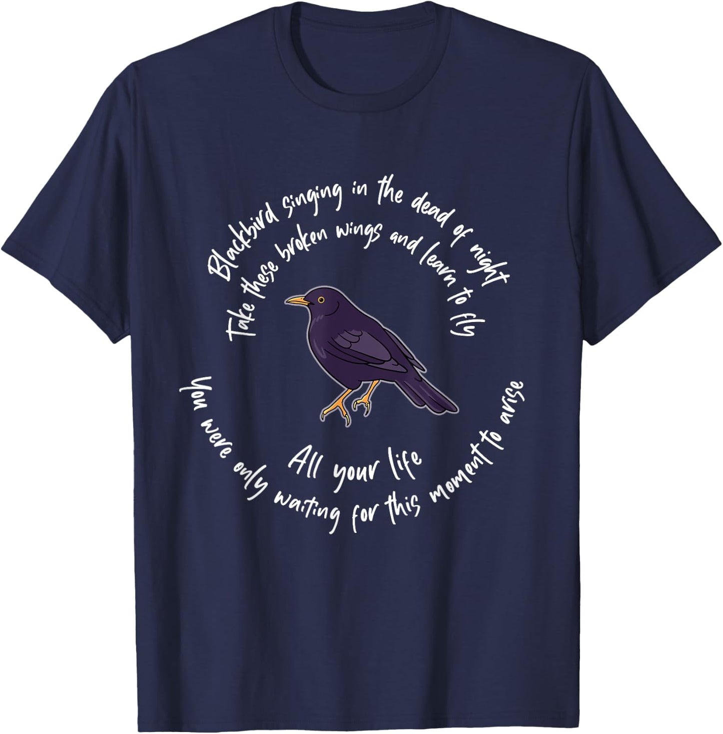 Blackbird Singing Bird Wings Microphone Singer Lyrics Artist T-Shirt - T-Shirt | Navy