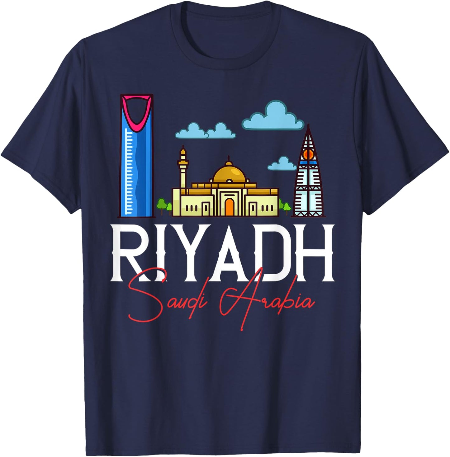 Riyadh Saudi Arabia City Skyline Map Travel T-Shirt - T-Shirt | Navy