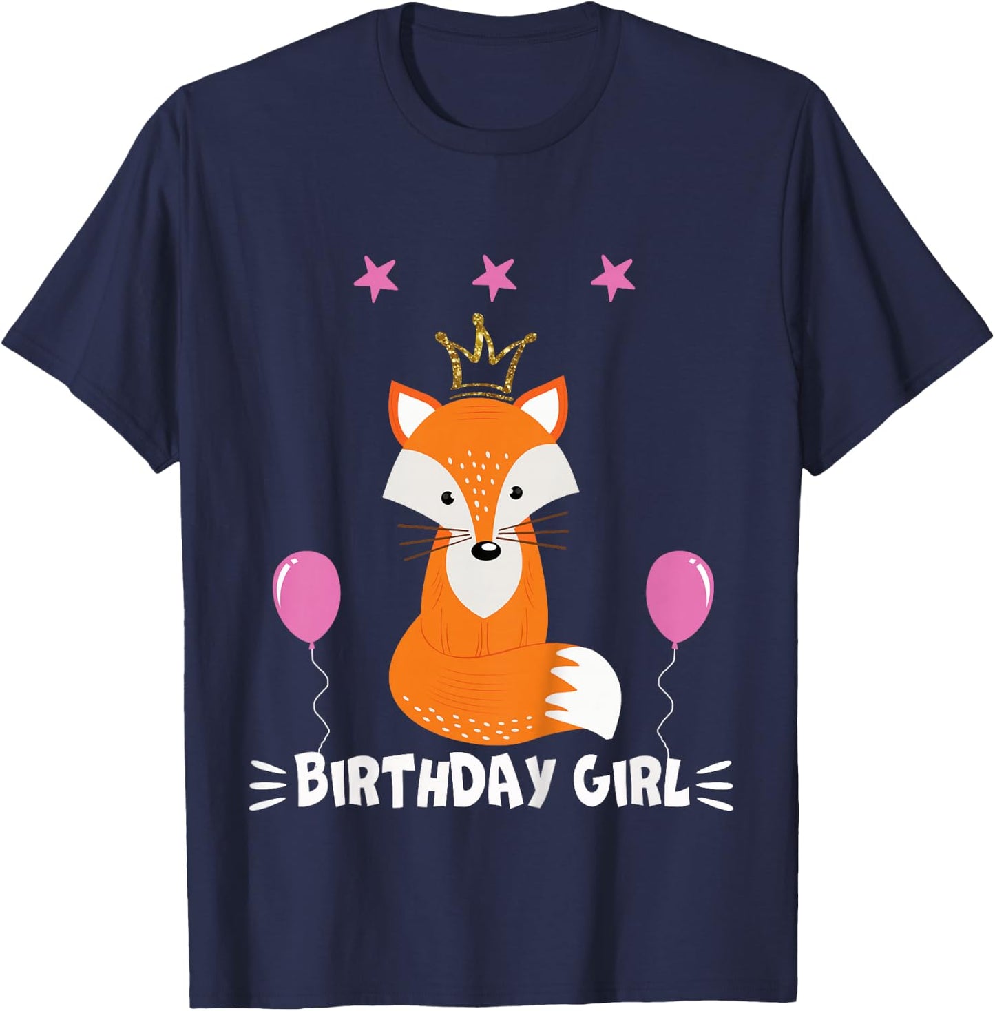 Birthday Girl Party Animal shirt Cool Cute Fox T-Shirt - T-Shirt | Navy
