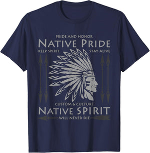 Native American Indian Pride Funny USA Chief Cherokee Gifts T-Shirt - T-Shirt | Navy