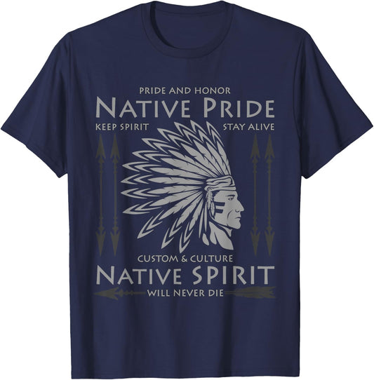 Native American Indian Pride Funny USA Chief Cherokee Gifts T-Shirt - T-Shirt | Navy