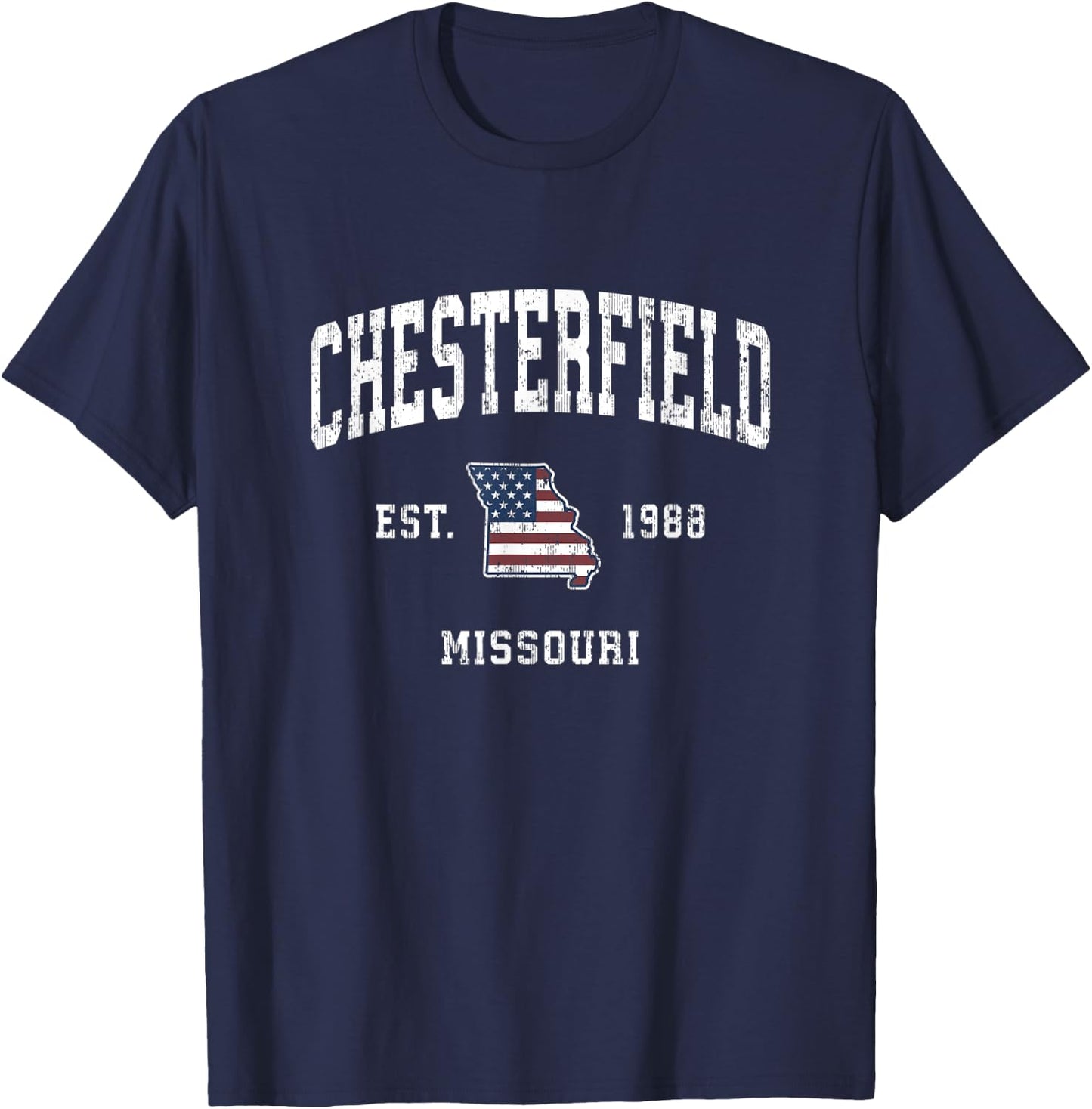 Chesterfield Missouri MO Vintage American Flag Sports Design T-Shirt - T-Shirt | Navy