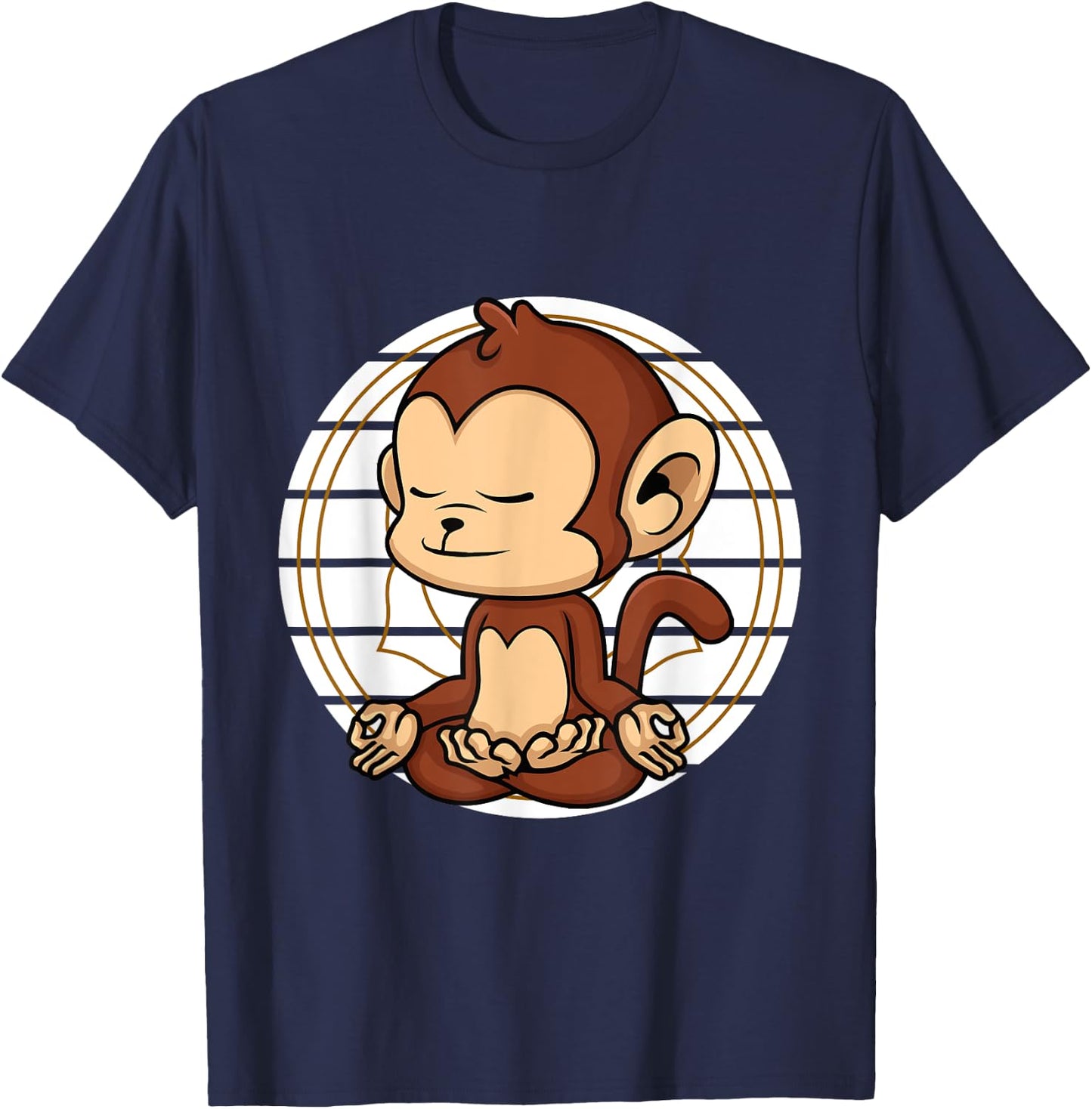 Cute Monkey Meditating Chakra Yoga Meditation Namaste T-Shirt - T-Shirt | Navy