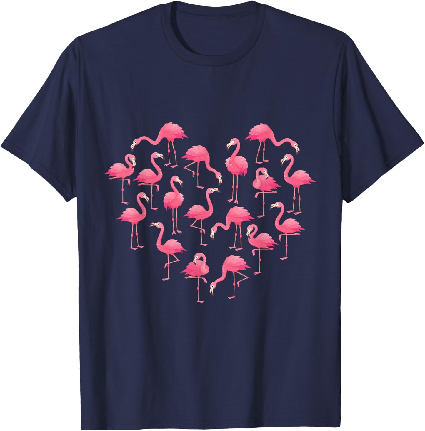 Pink Flamingo Heart love Girls Kids Cute Flamingo T-Shirt - T-Shirt | Navy