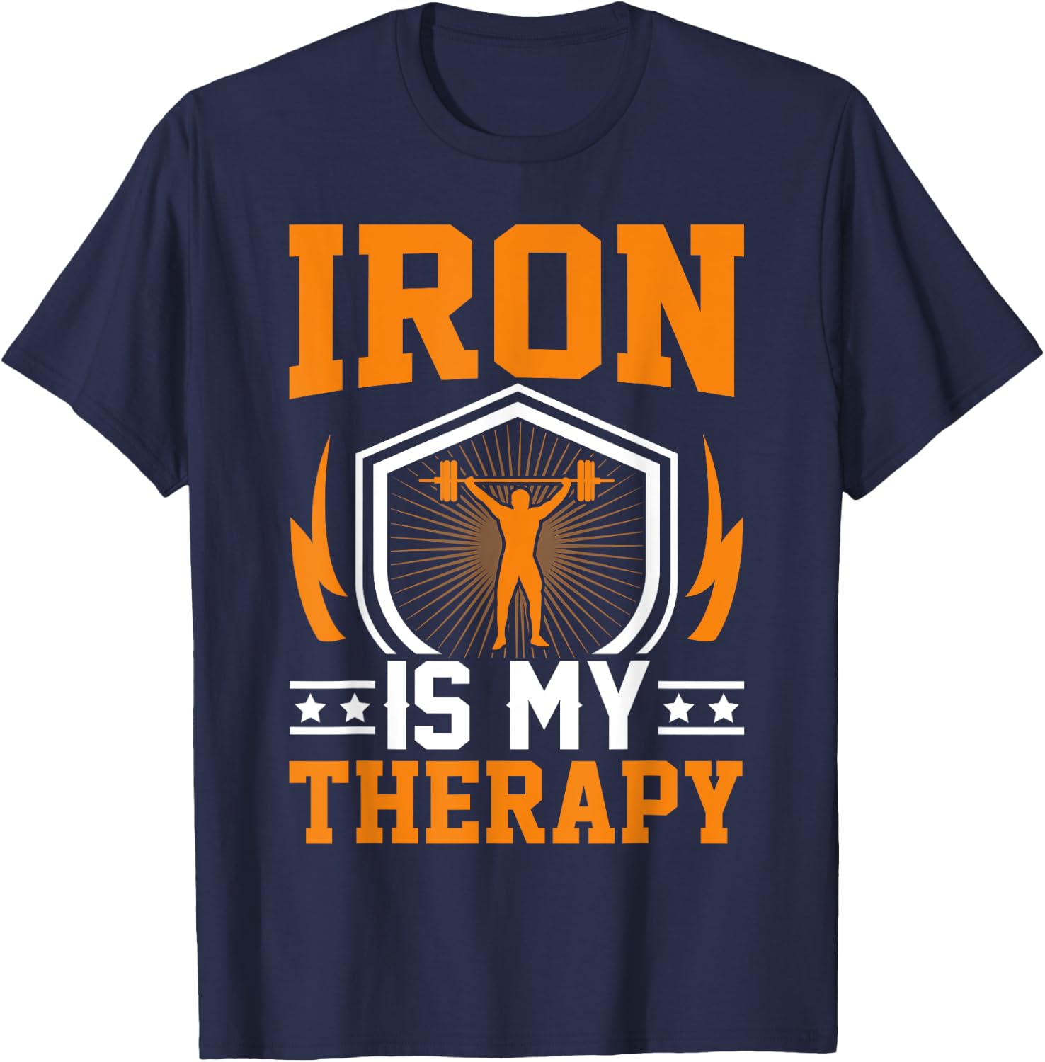Iron Is My Therapy I Weightlifting T-Shirt - T-Shirt | Navy
