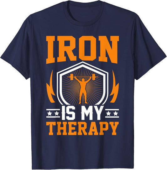 Iron Is My Therapy I Weightlifting T-Shirt - T-Shirt | Navy