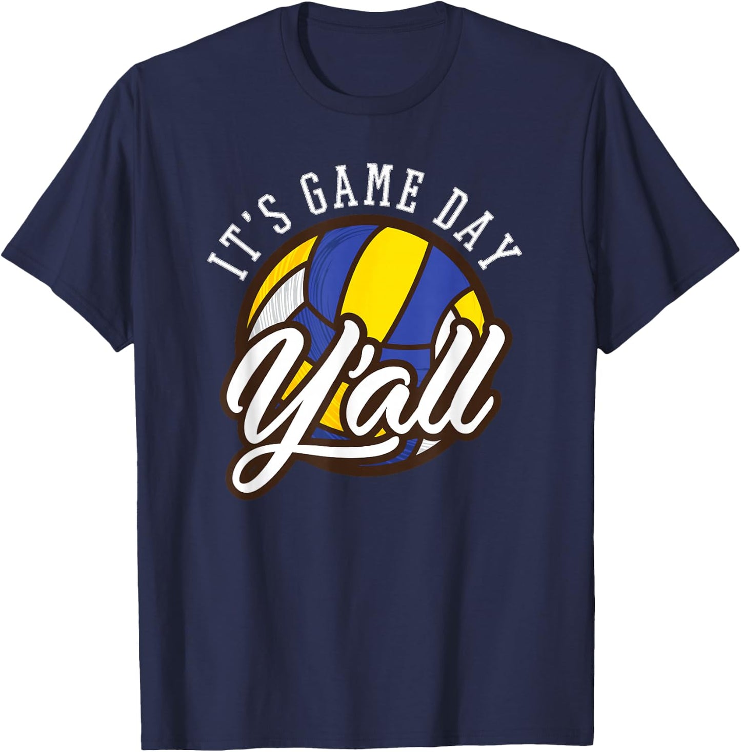 Vintage Sport - It's Game Day Y'all - Volleyball Fan T-Shirt - T-Shirt | Navy