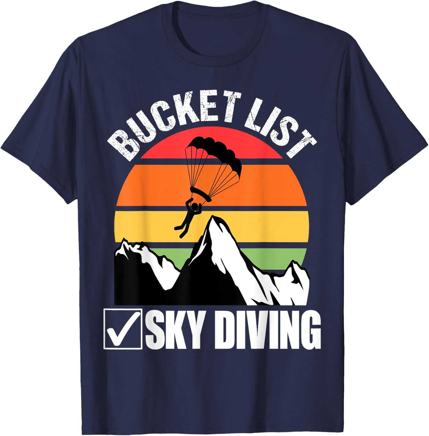 Bucket List Sky Diving Vintage Skydiver Skydiving Parachute T-Shirt - T-Shirt | Navy
