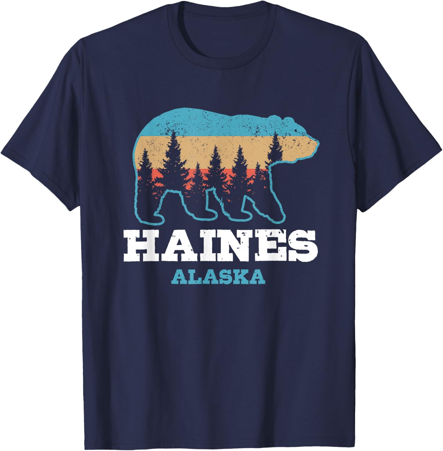 Haines Alaska Vintage Bear Grizzly Nature Souvenir Gift T-Shirt - T-Shirt | Navy