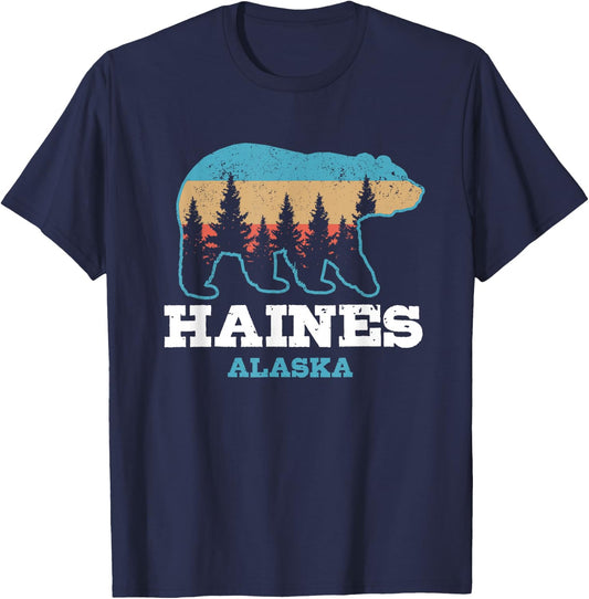 Haines Alaska Vintage Bear Grizzly Nature Souvenir Gift T-Shirt - T-Shirt | Navy
