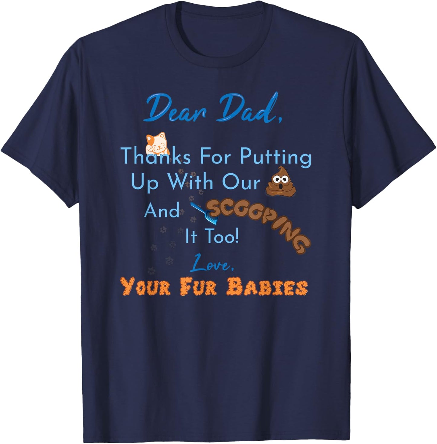 From Fur Babies for Father - Father's Day Cat Dad Women T-Shirt - T-Shirt | Navy