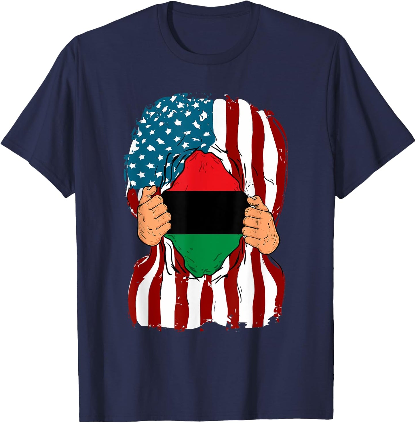 Pan African UNIA Flag Funny Loyal Afro Americans USA Gift T-Shirt - T-Shirt | Navy
