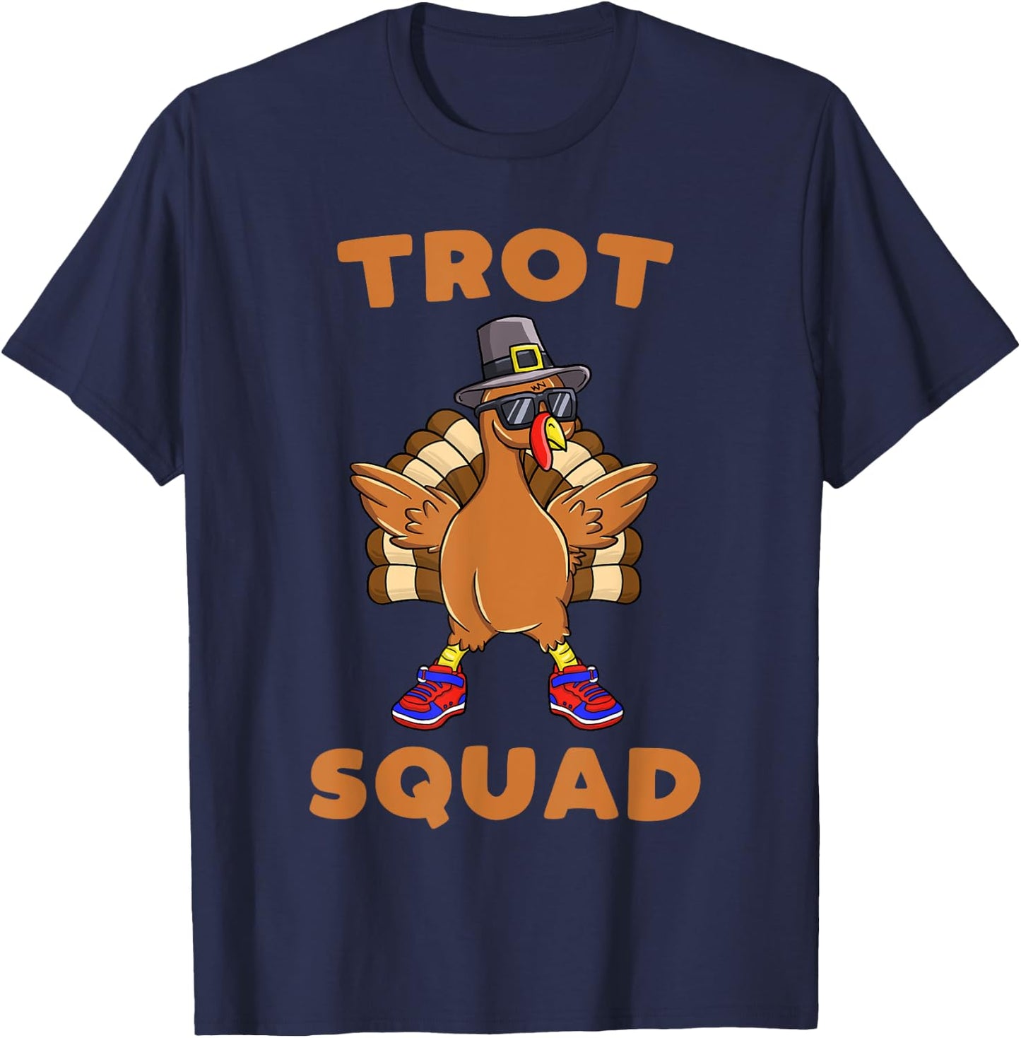 Turkey Trot Squad Funny Thanksgiving Day 5k Run Pilgrim Gift T-Shirt - T-Shirt | Navy