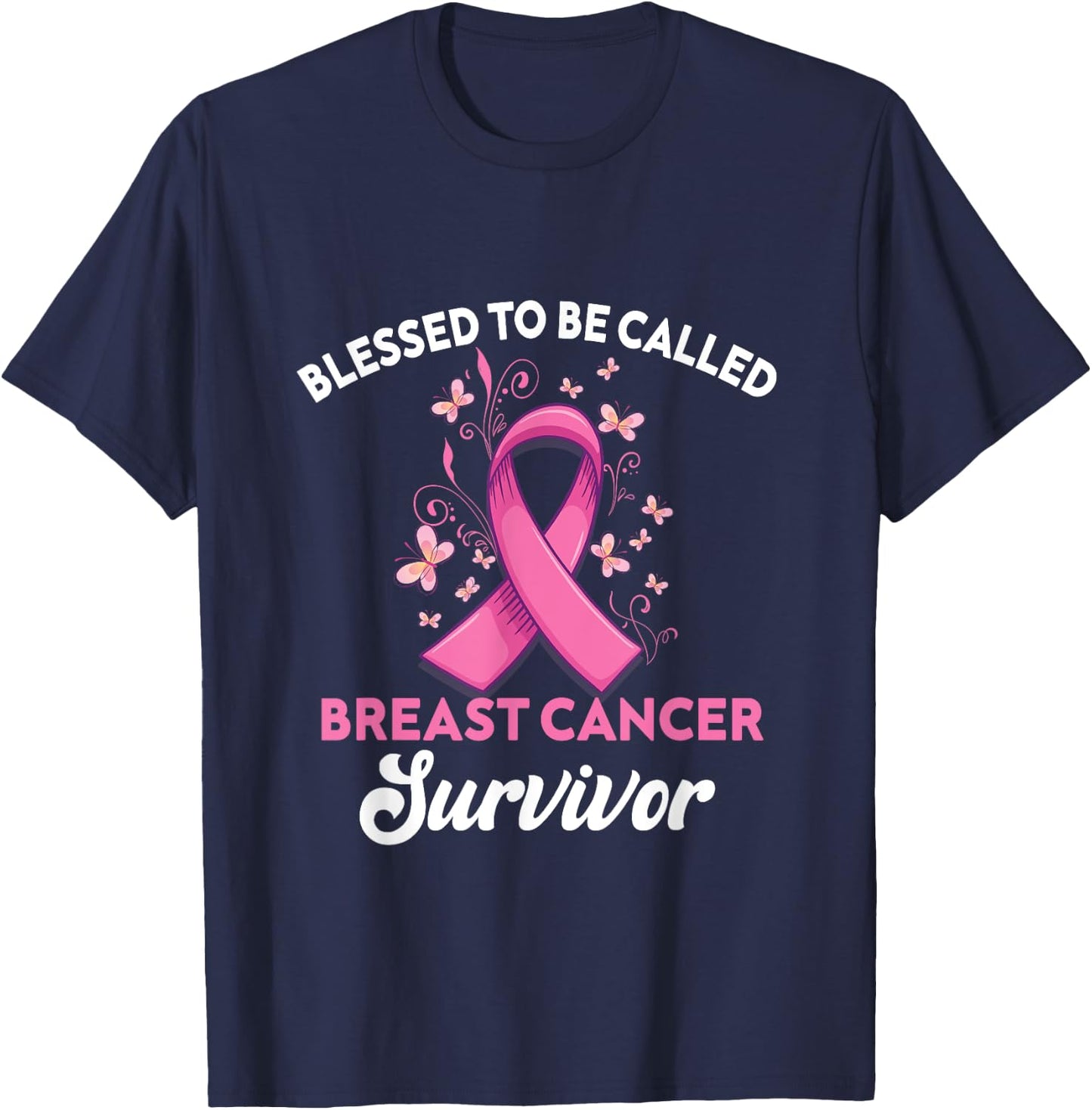 Support Breast Cancer survivor Breast Cancer Awareness T-Shirt - T-Shirt | Navy