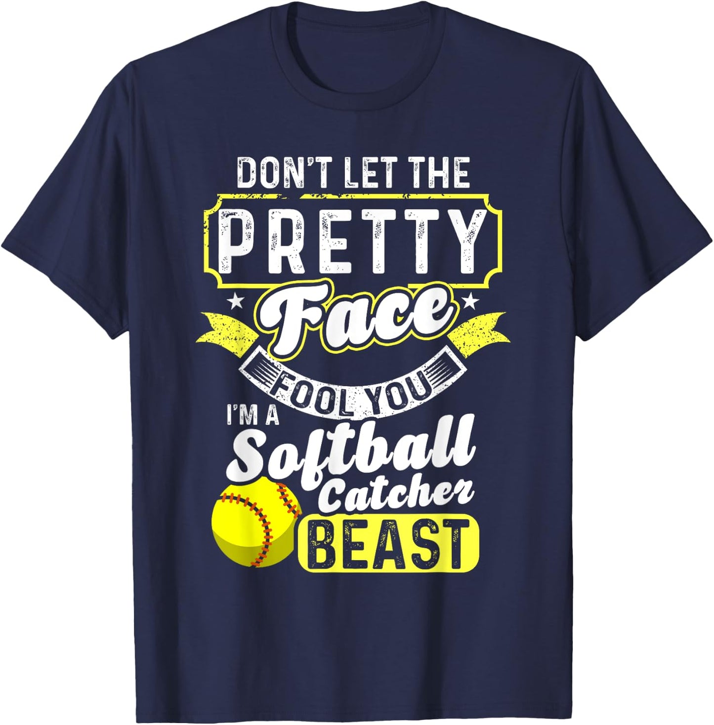 Catcher Softball Lovers Bat Ball Softball Player T-Shirt - T-Shirt | Navy