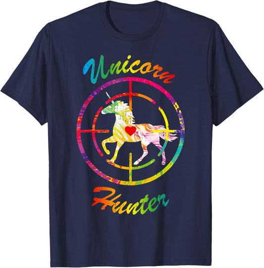 Unicorn Hunter Boys Rainbow Horse Humor Hate Unicorns T-Shirt - T-Shirt | Navy