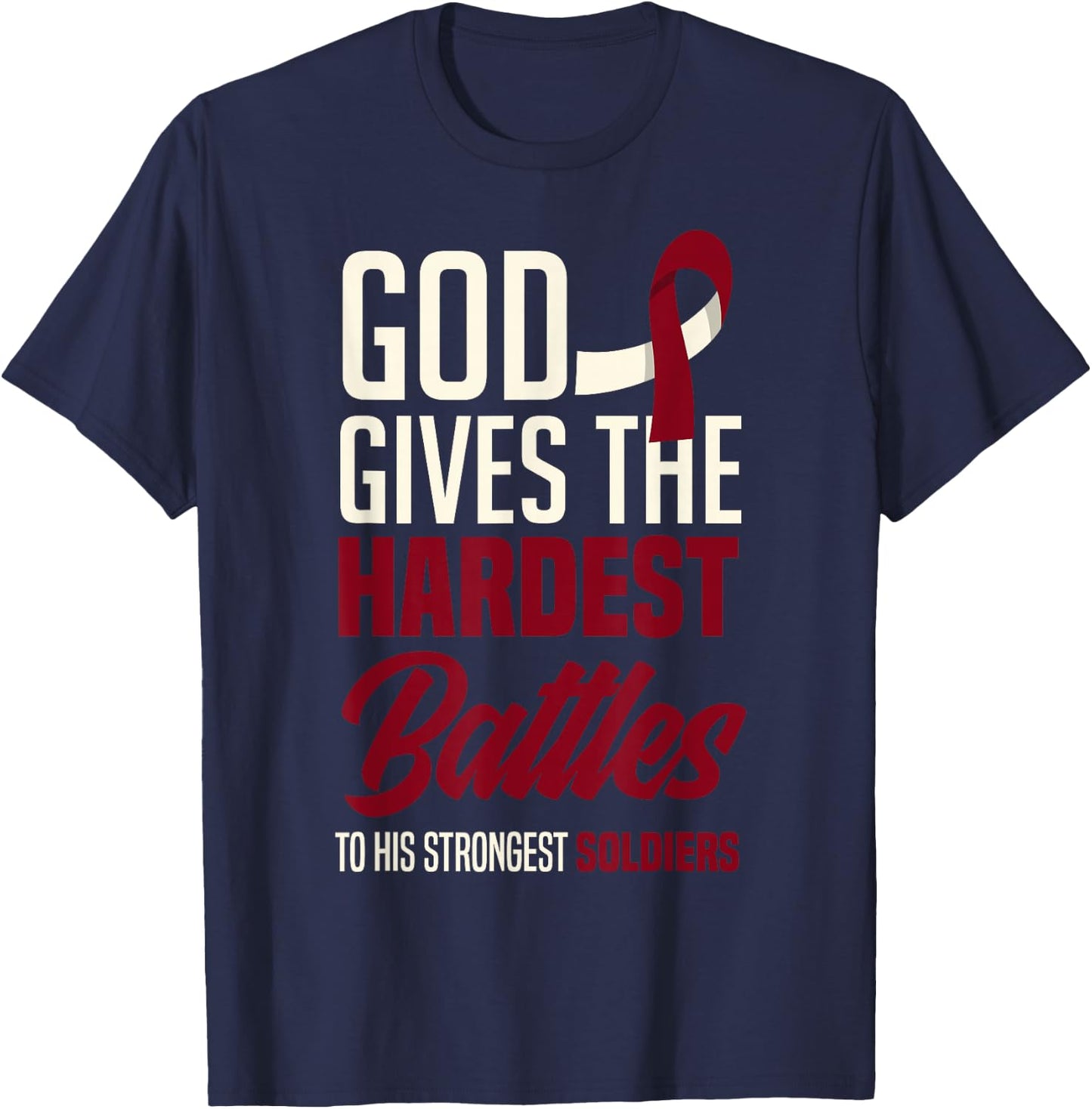God Gives The Hardest Battles Oral Head Neck Cancer Warrior T-Shirt - T-Shirt | Navy