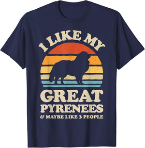 I Like My Great Pyrenees Pyrenean Mountain Dog Lover Retro Women Kids T-Shirt - T-Shirt | Navy