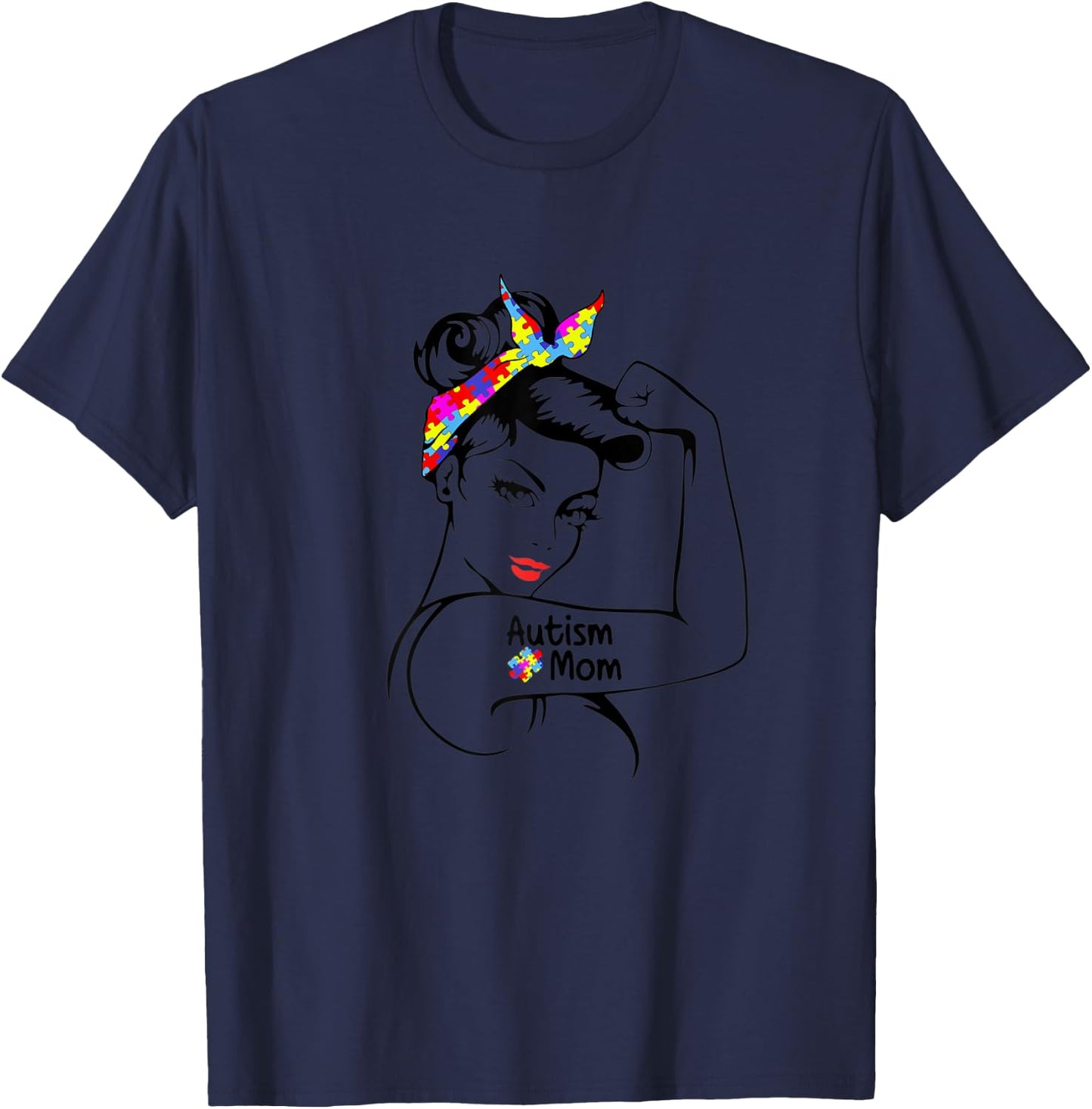Autism Mom Awareness Strong Mom Strong Girl Autism Awareness T-Shirt - T-Shirt | Navy