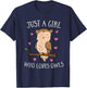 Just a Girl Who Loves Owls Cute Owl Girl T-Shirt - T-Shirt | Navy