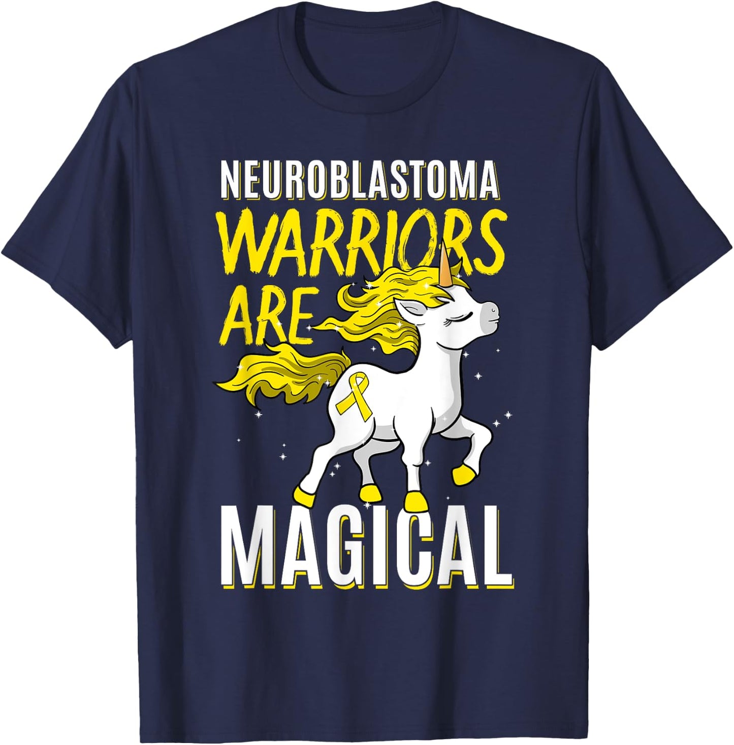 Neuroblastoma Warrior Nerve Tissue Unicorn Cancer Gift T-Shirt - T-Shirt | Navy