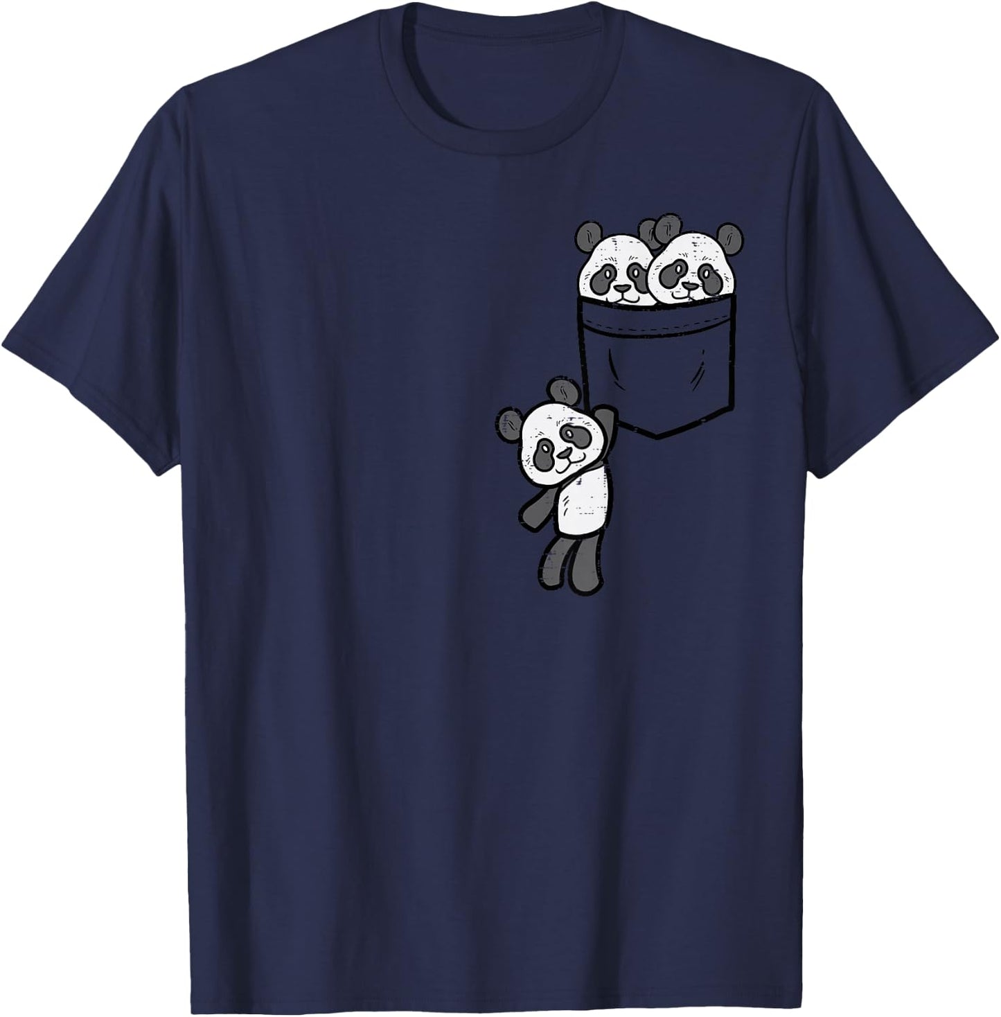 Pocket Pandas Cute Bear Animal Lover Men Women Kids Gift T-Shirt - T-Shirt | Navy