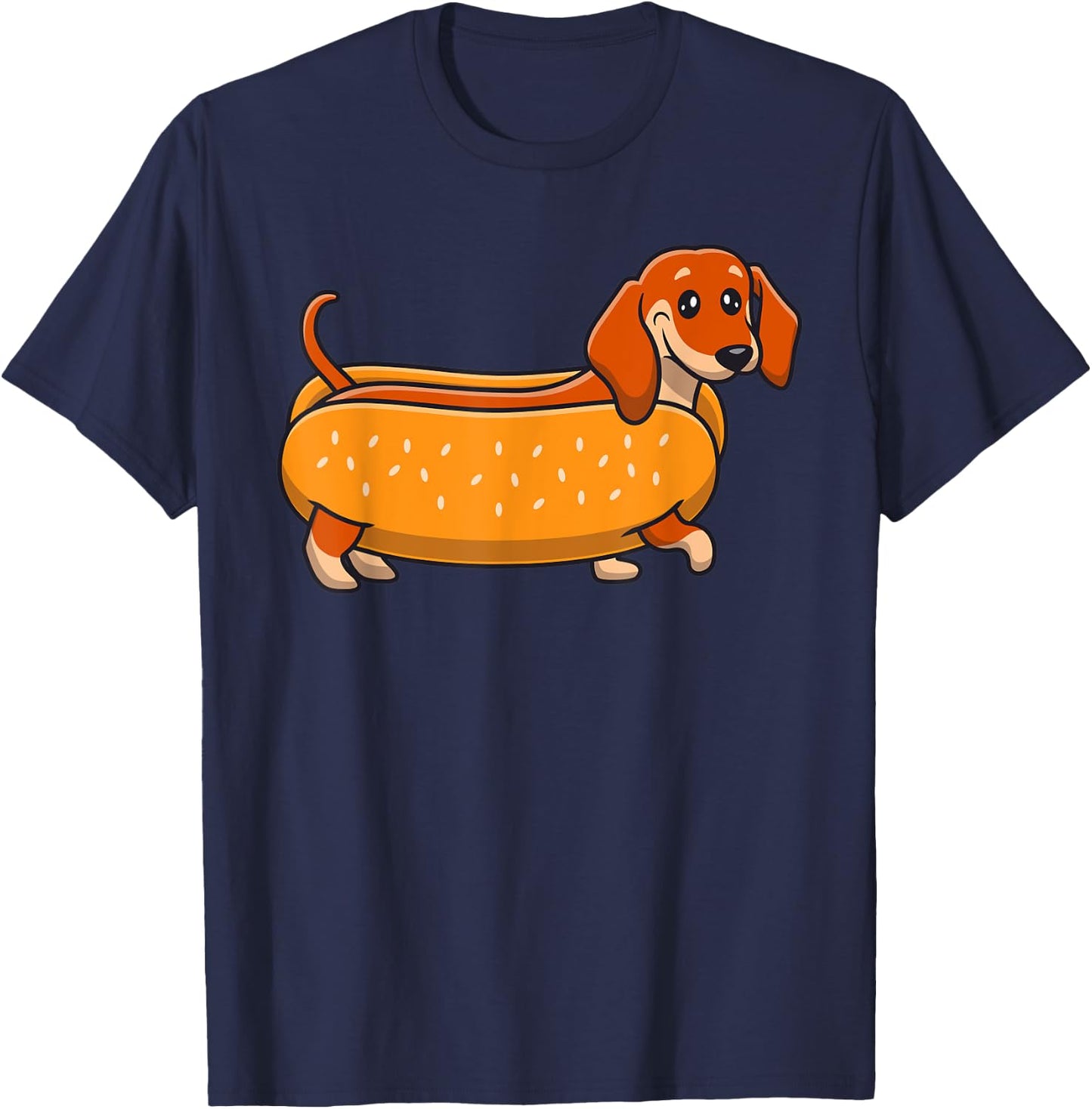 Funny Dachshund Hotdog Cute Wiener Dog Lover Humor Men Women Kids T-Shirt - T-Shirt | Navy