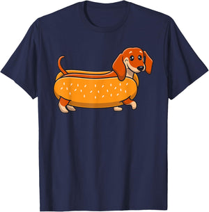 Funny Dachshund Hotdog Cute Wiener Dog Lover Humor Men Women Kids T-Shirt - T-Shirt | Navy
