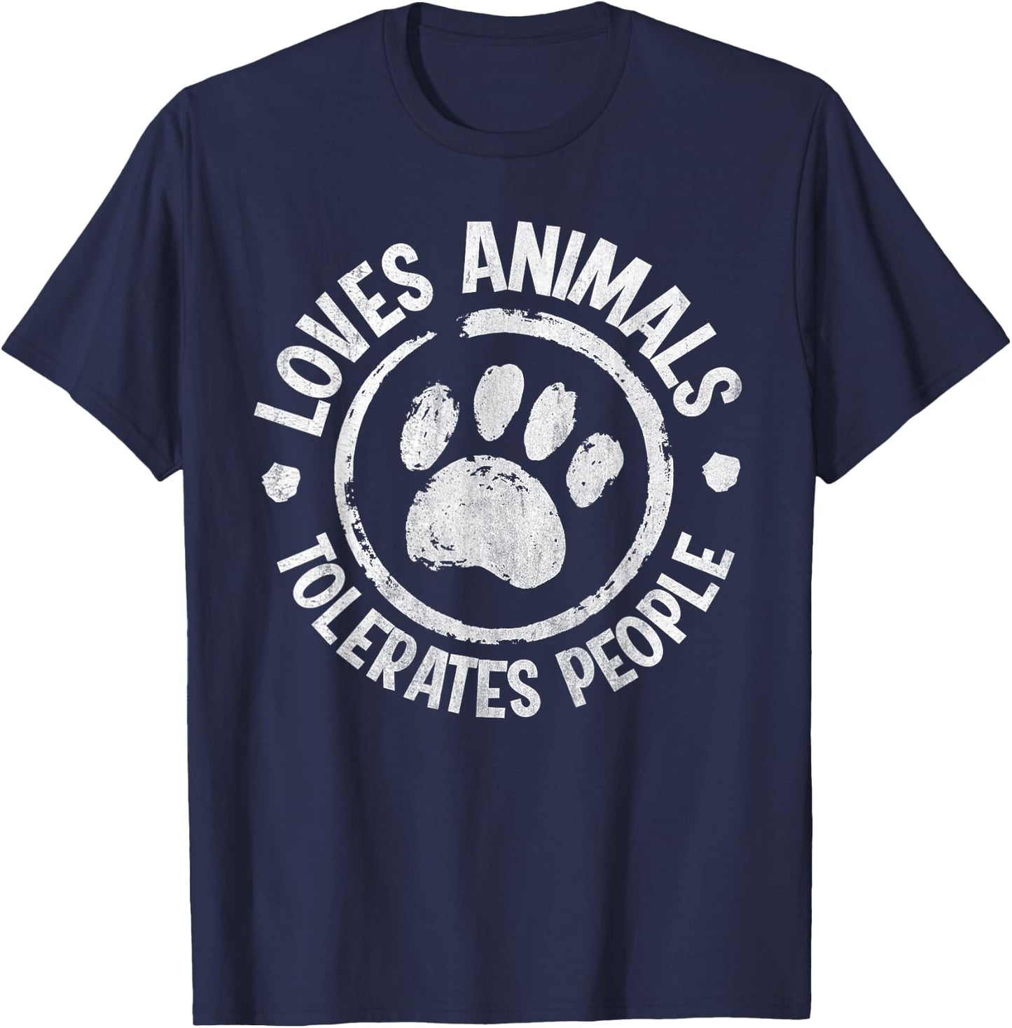 Loves Animals Tolerates People T-Shirt - T-Shirt | Navy