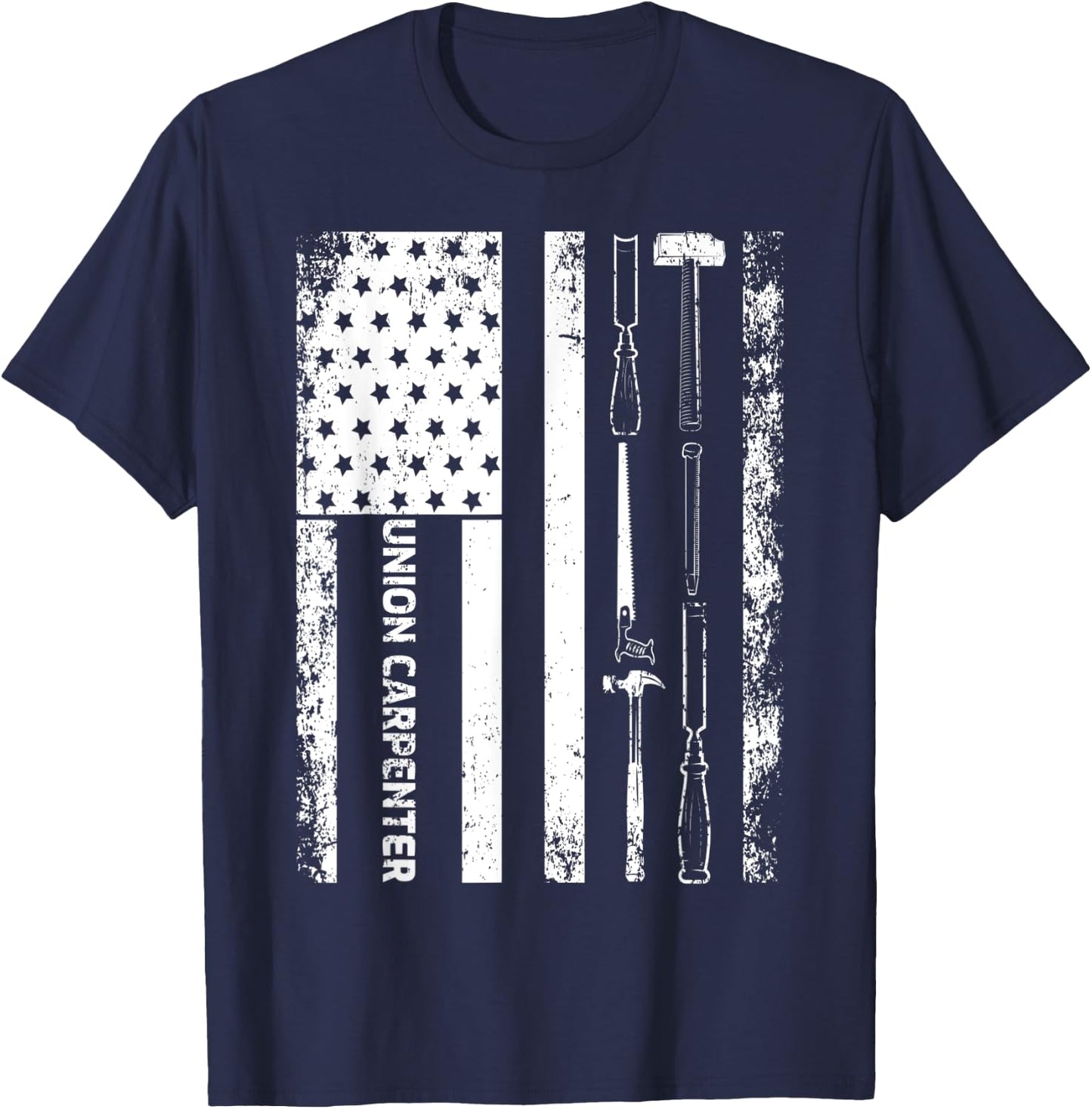 Vintage USA American Flag Union Carpenter T-Shirt - T-Shirt | Navy