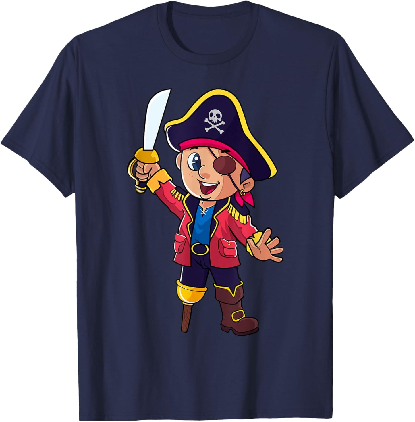 Pirate Captain Kids Boys Toddlers Birthday Themed Party T-Shirt - T-Shirt | Navy