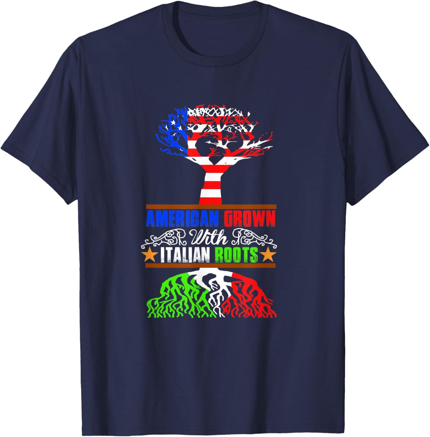 American Grown with Italian Roots T-Shirt - T-Shirt | Navy