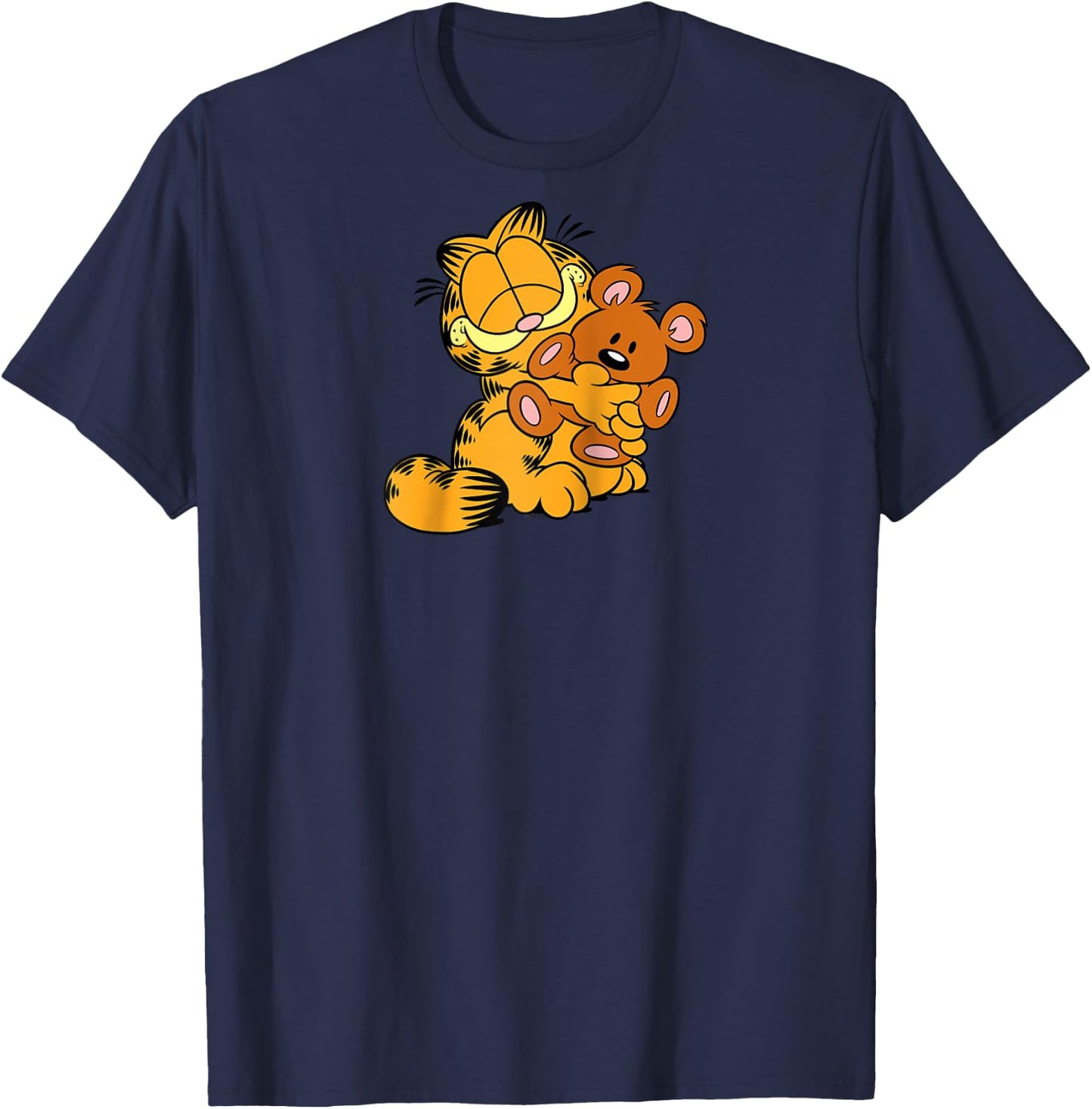 Garfield Hugging Pooky Cartoon Cat Raglan Baseball T-Shirt - T-Shirt | Navy