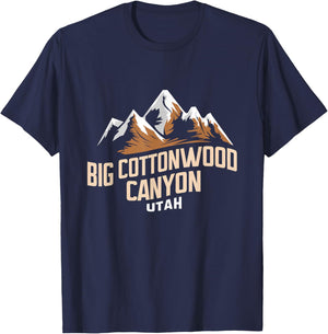Big Cottonwood Canyon Utah Logo Brighton Wasatch Mountains T-Shirt - T-Shirt | Navy